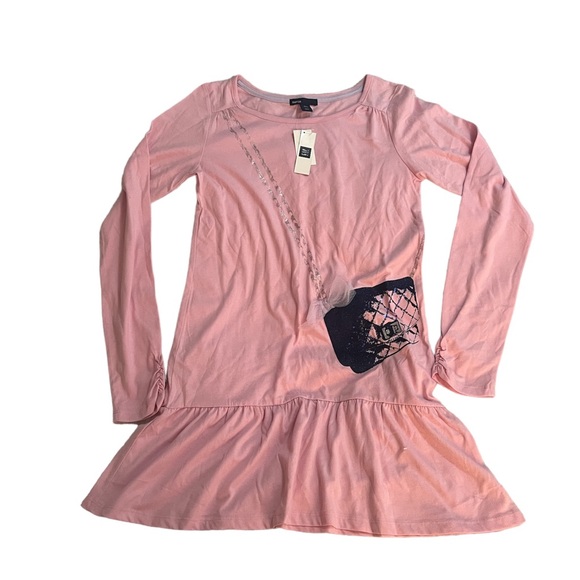GAP Other - NWT Gap Kids Girl’s Pink Cotton Long Sleeve Dress with Crossbody Purse Design